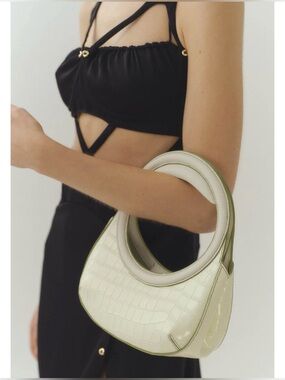 HANWEN NEW YORK Nino Crossbody Clutch in Milk White & Olive Green 2 New w/ Flaws